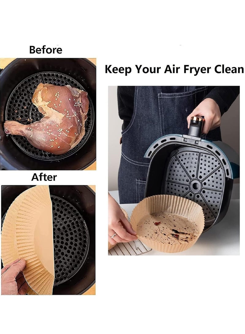 Meetion Air Fryer Paper Liners, 50PCS Non-stick Disposable Liners, Baking Paper for Air Fryer Oil-proof, Water-proof, Food Grade Parchment for Baking Roasting Microwave [50Pcs-7.9 inch / 20cm] - Image 3