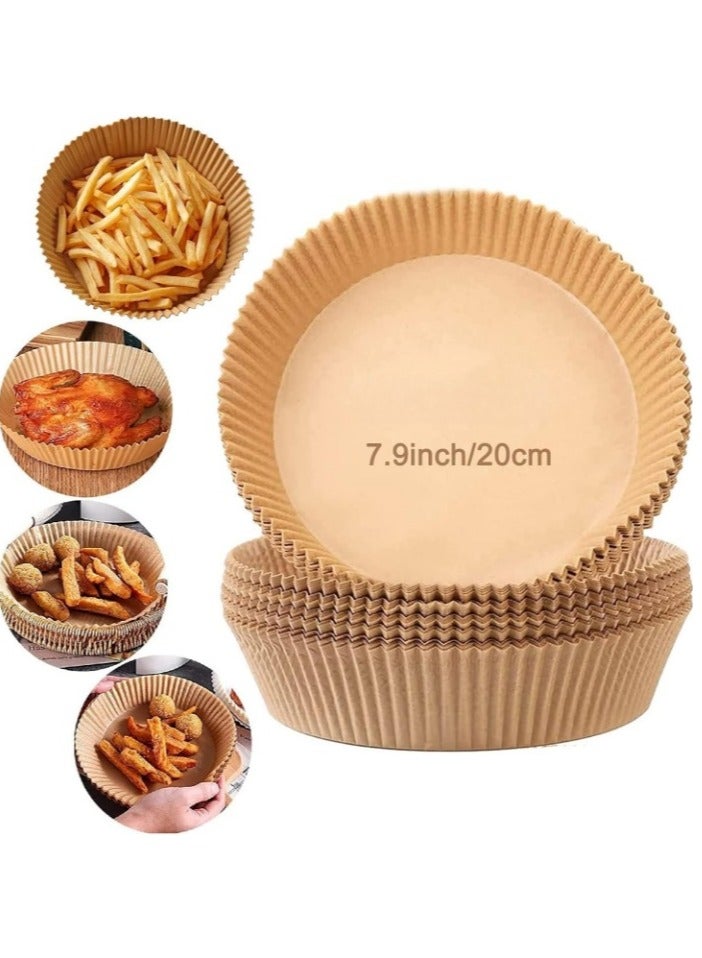 Meetion Air Fryer Paper Liners, 50PCS Non-stick Disposable Liners, Baking Paper for Air Fryer Oil-proof, Water-proof, Food Grade Parchment for Baking Roasting Microwave [50Pcs-7.9 inch / 20cm] - Image 1