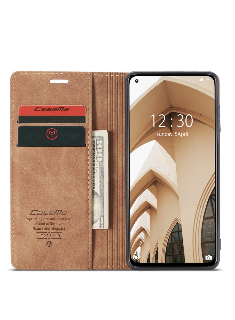 CaseMe CaseMe Xiaomi Mi 10/10T Pro Case Wallet, for Xiaomi Mi 10/10T Pro Wallet Case Book Folding Flip Folio Case with Magnetic Kickstand Card Slots Protective Cover - Brown  - Image 4