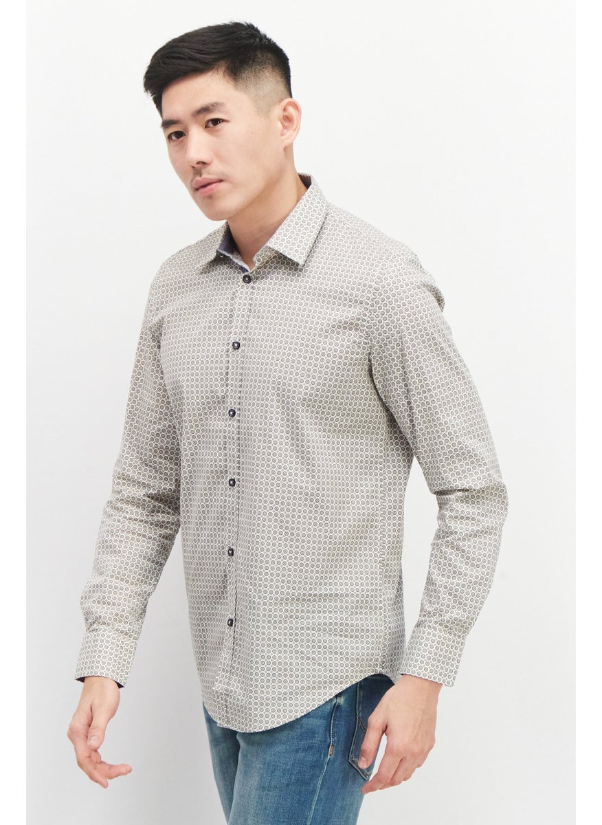 Sorbino Men Regular Fit Allover Print Long Sleeves Casual Shirt, Grey Combo  - Image 3