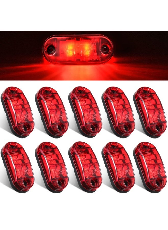 10 Pcs 2.5 Inch Oval LED Trailer Side Marker Lights, 2 Diode Waterproof Signal Running Lights for Truck Boat RV, Red - Image 1