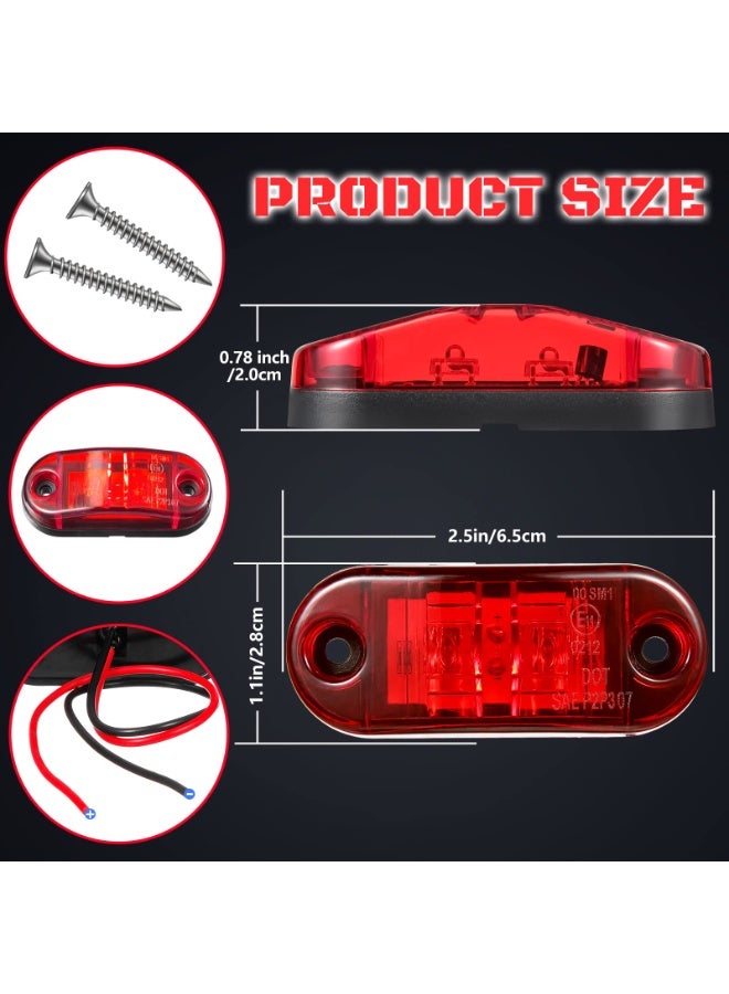 10 Pcs 2.5 Inch Oval LED Trailer Side Marker Lights, 2 Diode Waterproof Signal Running Lights for Truck Boat RV, Red - Image 2