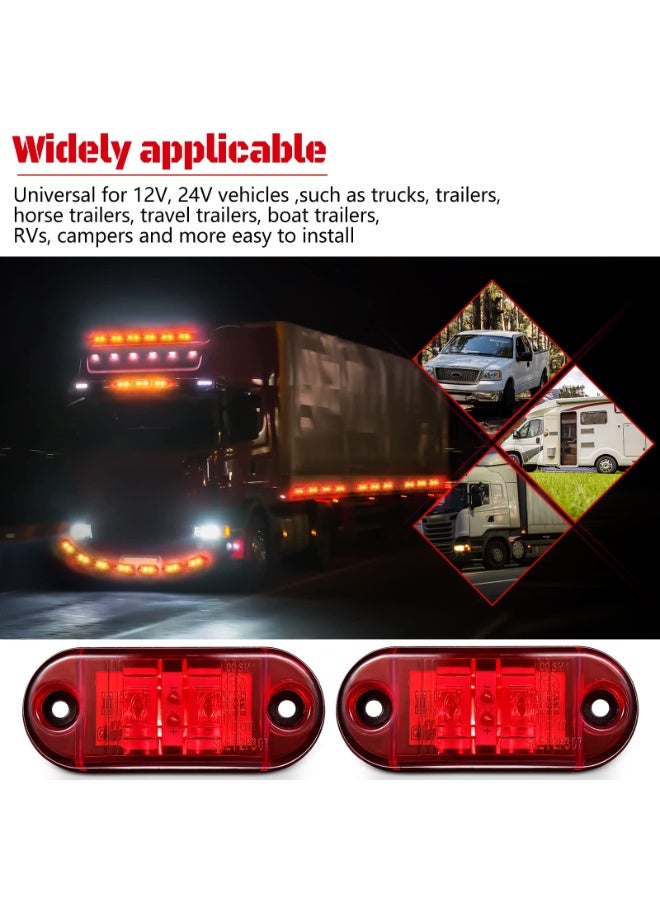 10 Pcs 2.5 Inch Oval LED Trailer Side Marker Lights, 2 Diode Waterproof Signal Running Lights for Truck Boat RV, Red - Image 5