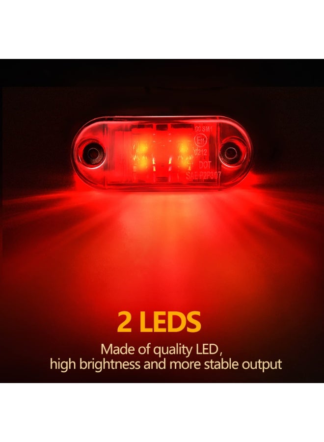 10 Pcs 2.5 Inch Oval LED Trailer Side Marker Lights, 2 Diode Waterproof Signal Running Lights for Truck Boat RV, Red - Image 3