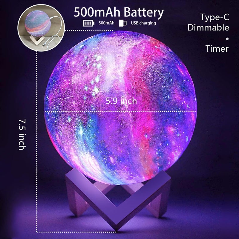 CPLA Store Galaxy Moon Lamp Upgrade 128 Colors, 3D Night Light Gifts for Girls Boys Kids Women Birthday, Remote and Touch Control, Diameter 5.9 inch - Image 5