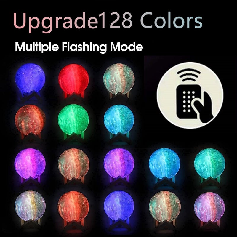 CPLA Store Galaxy Moon Lamp Upgrade 128 Colors, 3D Night Light Gifts for Girls Boys Kids Women Birthday, Remote and Touch Control, Diameter 5.9 inch - Image 3