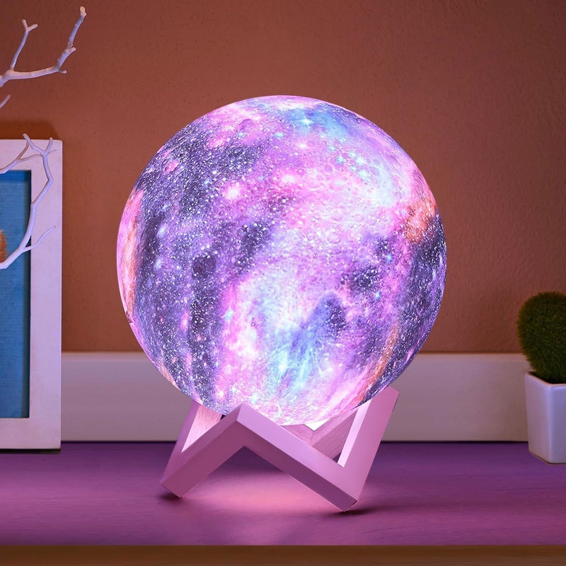 CPLA Store Galaxy Moon Lamp Upgrade 128 Colors, 3D Night Light Gifts for Girls Boys Kids Women Birthday, Remote and Touch Control, Diameter 5.9 inch - Image 1