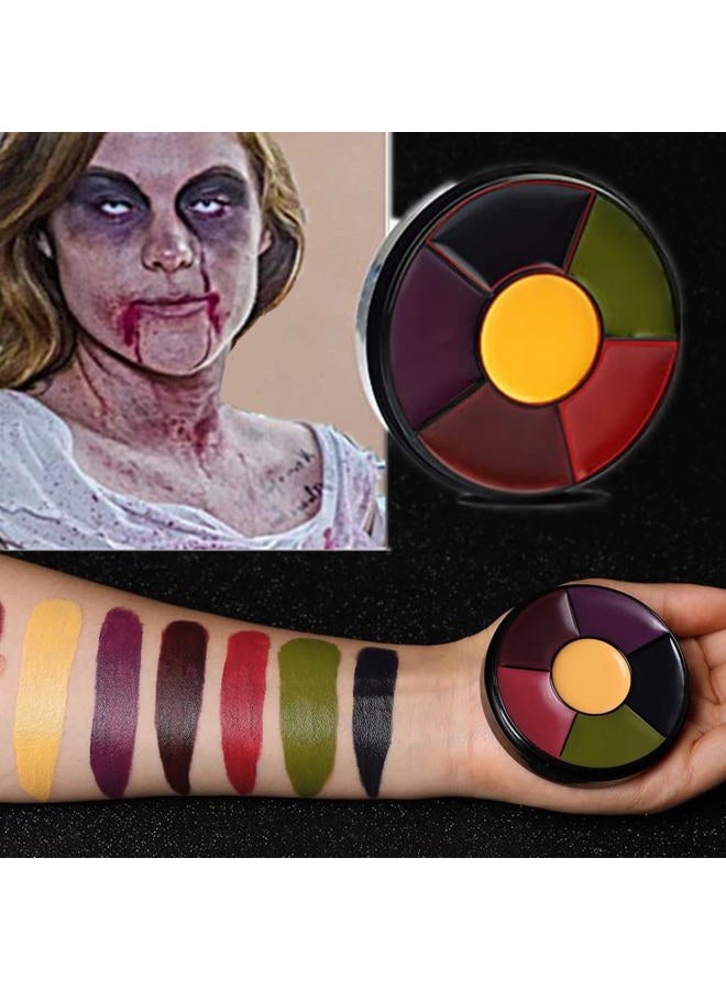 Go Ho 6 Colors Bruise Makeup Set for SFX,Bruises Wheel for Body Oil Paint Theatrical Halloween Fevstival,Face Paint Makeup Materials for Special Effects with Sponges - Image 3