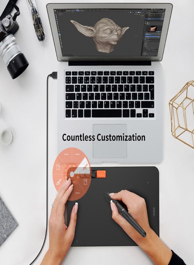 فايك جهاز الرسم اللوحي VEIKK Voila L مقاس 10 × 6 بوصة مزود بقلم حساس للضغط، و4 أزرار ميكانيكية للتعديل، وعجلة واحدة، مناسب للرسم، والتواصل عبر الإنترنت، والتوقيع الإلكتروني، والصور والفيديو. - Image 4