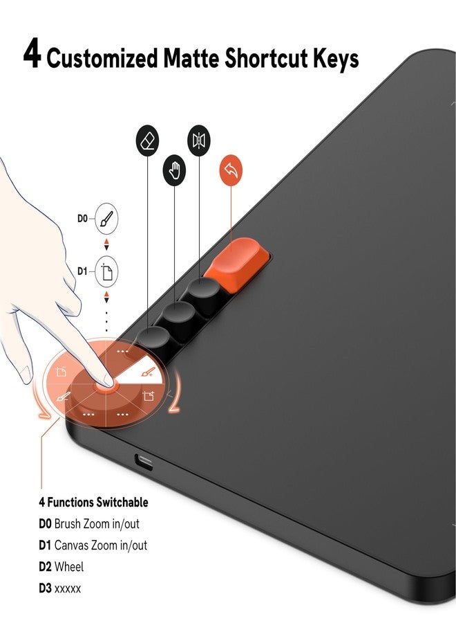 فايك جهاز الرسم اللوحي VEIKK Voila L مقاس 10 × 6 بوصة مزود بقلم حساس للضغط، و4 أزرار ميكانيكية للتعديل، وعجلة واحدة، مناسب للرسم، والتواصل عبر الإنترنت، والتوقيع الإلكتروني، والصور والفيديو. - Image 2