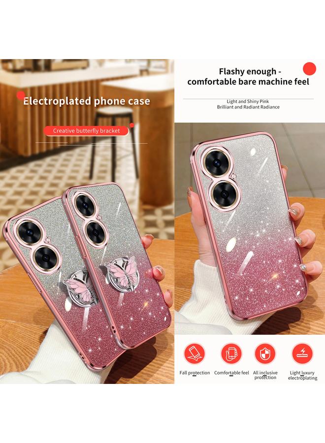 S-TOP Case For Huawei Maimang 20 Plated Gradient Glitter Butterfly Holder TPU Phone Case - Image 3