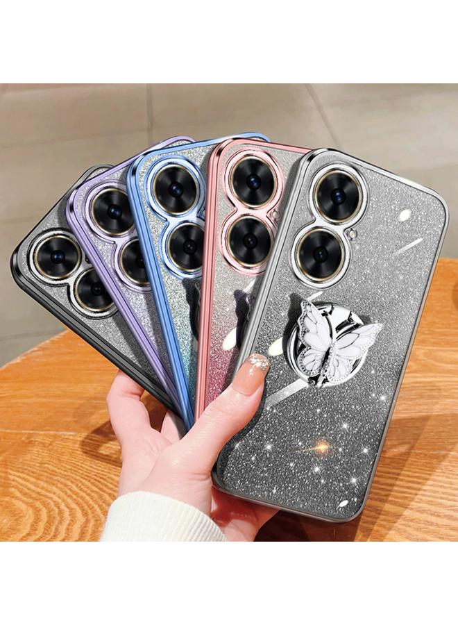 S-TOP Case For Huawei Maimang 20 Plated Gradient Glitter Butterfly Holder TPU Phone Case - Image 2