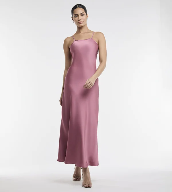 بي سي بي جي BCBG LONG SATIN SLIP DRESS