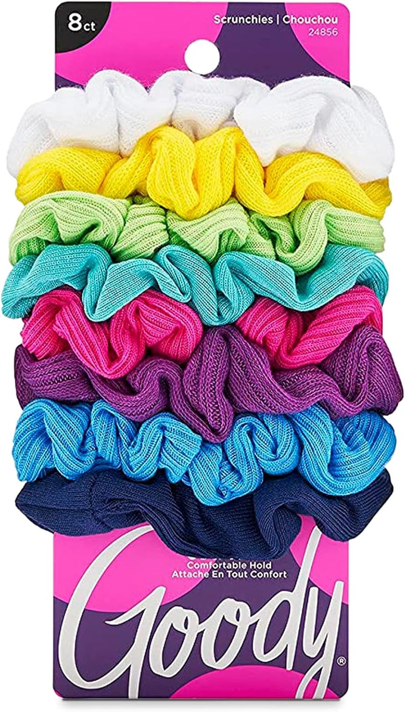 Goody Ouchless Jersey Scrunchies - 8 Count Assorted Colors - Image 1
