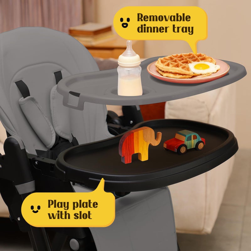 FAHKNS 6-in-1 Convertible High Chair with Rocker | Baby High Chair for Newborn to Toddler (0-3 Years) | Adjustable, Foldable & Easy-Clean with Dishwasher Safe Tray & Tool-Free Assembly,Gray - Image 5