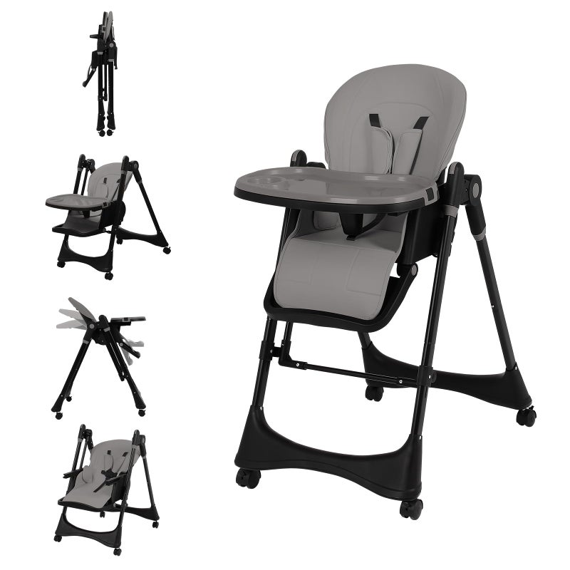 FAHKNS 6-in-1 Convertible High Chair with Rocker | Baby High Chair for Newborn to Toddler (0-3 Years) | Adjustable, Foldable & Easy-Clean with Dishwasher Safe Tray & Tool-Free Assembly,Gray - Image 1