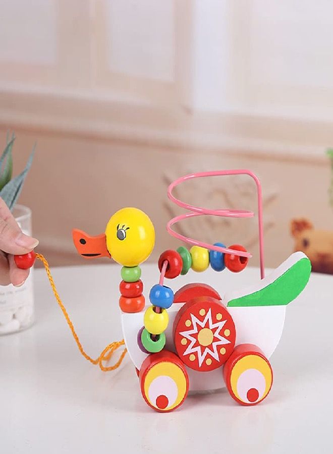 ألعاب خشبية بطة سحب على طول لعبة أطفال يتعلمون لعبة تعليمية للأطفال الصغار - Image 1