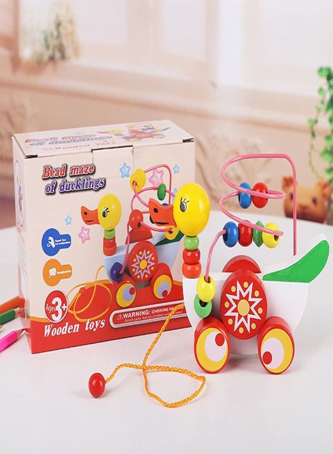 ألعاب خشبية بطة سحب على طول لعبة أطفال يتعلمون لعبة تعليمية للأطفال الصغار - Image 3