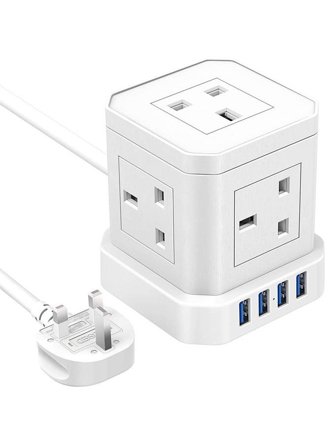 Arabest Tower Extension Cord Power Strip,Socket Extension Cord Tower Power Strips with 5 Ports Extender Lead for Home/Office/Room(White)  - Image 1