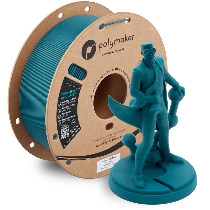 Polymaker HT-PLA-GF Filament 1.75mm Power Tool Teal, High Temp PLA for 3D Printing, Heat Resistant to 150Â°C, Easy to Print, Easy to Anneal, Works with Most FDM Printers, 1kg Spool - Image 1
