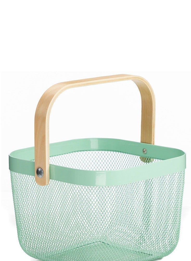 general Fashion Wooden Handle Small Basket, Snack Gift Basket, Desktop Storage Basket, Net Basket, Fruit and Vegetable Basket, Storage Basket (2pcs) - Image 2