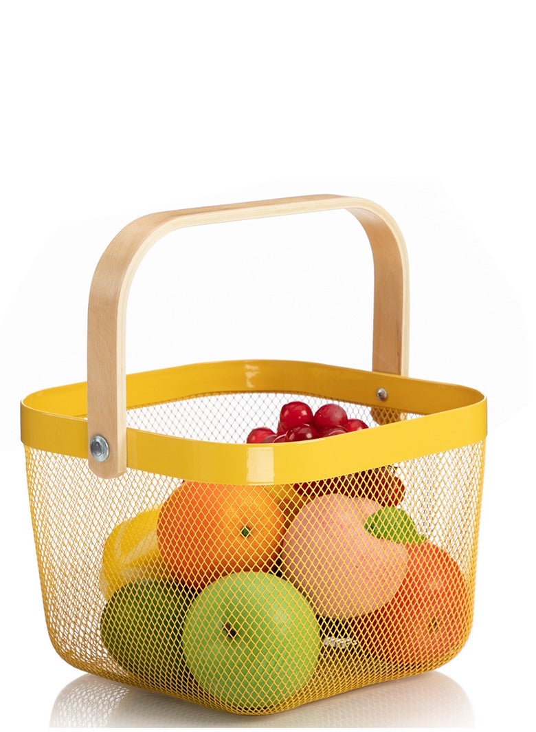 general Fashion Wooden Handle Small Basket, Snack Gift Basket, Desktop Storage Basket, Net Basket, Fruit and Vegetable Basket, Storage Basket (2pcs) - Image 4
