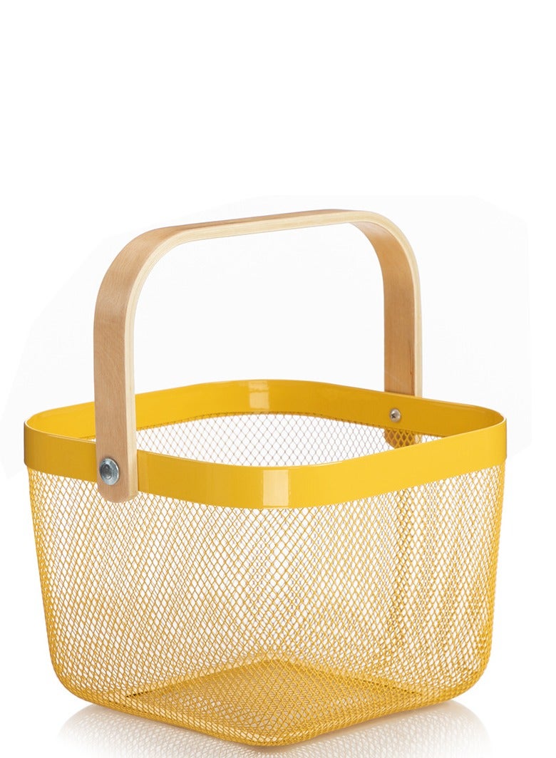 general Fashion Wooden Handle Small Basket, Snack Gift Basket, Desktop Storage Basket, Net Basket, Fruit and Vegetable Basket, Storage Basket (2pcs) - Image 3