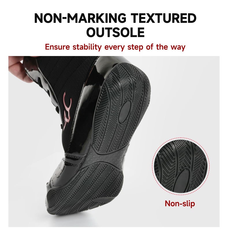 ZVC Wrestling Shoes Men High Top Boxing Shoes for Fighting Shoes Powerlifting Bodybuilding Boots Footwear Black - Image 4