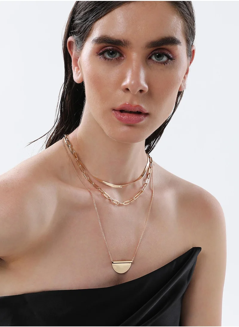 SOHI The Curve Chainlink Layered Necklace