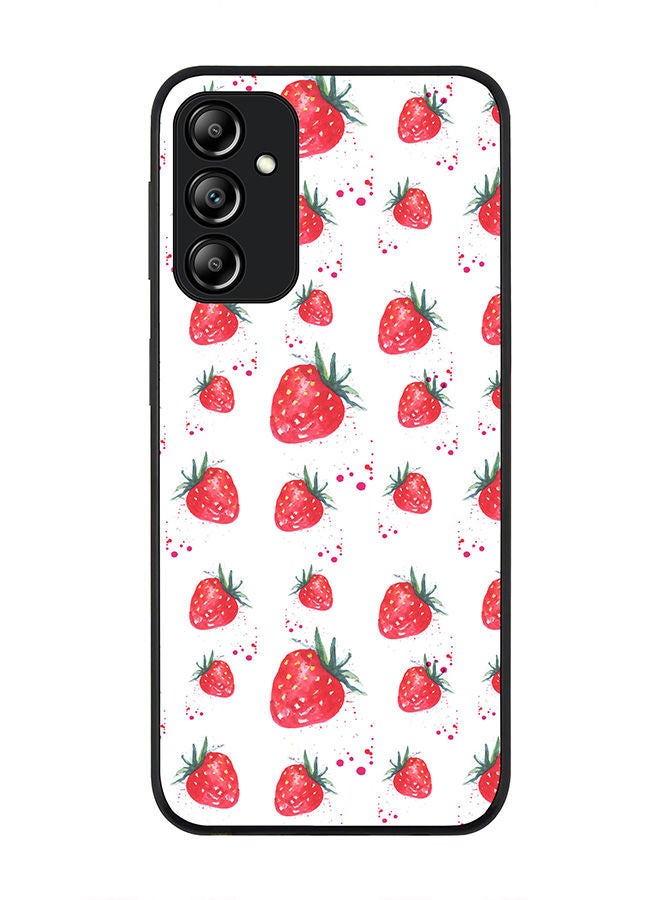Stylizedd Rugged Black edge case for Samsung Galaxy A24 4G Slim fit Soft Case Flexible Rubber Edges Anti Drop TPU Gel Thin Cover - Dripping Strawberries - Image 1