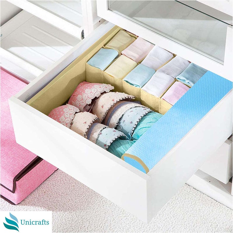 UNICRAFTS UNICRAFTS Lingerie Organizer 151 Multi Compartment Cell NonSmell Foldable Lingerie Storage Box With Lid NonWoven Drawer Dividers for Bra Panty Scarfs Tie Underwear etc Pack of 2 Pc Blue  - Image 4