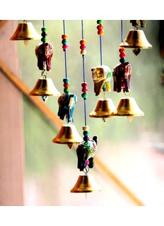 Sawcart Sawcart Elephent with Bells Wood Decorative Wall Hanging Showpiece Wind Chimes for Main Door Window Home Office Dcor Multicolour Size 20 X 45 X 5cm  - Image 3