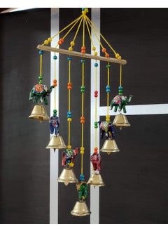 Sawcart Sawcart Elephent with Bells Wood Decorative Wall Hanging Showpiece Wind Chimes for Main Door Window Home Office Dcor Multicolour Size 20 X 45 X 5cm  - Image 1