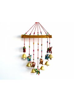 Sawcart Sawcart Elephent with Bells Wood Decorative Wall Hanging Showpiece Wind Chimes for Main Door Window Home Office Dcor Multicolour Size 20 X 45 X 5cm  - Image 4