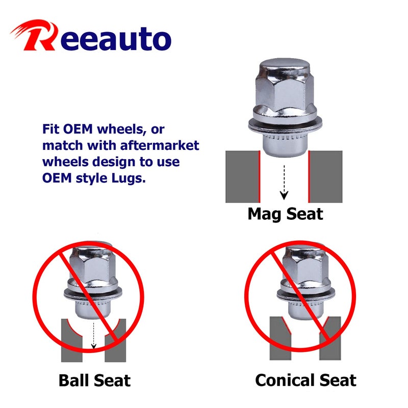 Reeauto 12x1.5 Lug Nuts 20 Pcs Chrome Closed End Mag Style Lug Nuts with Washer 13/16" (21mm) Hex Compatible with Toyota Camry/Corolla/Tacoma Lexus - Image 4