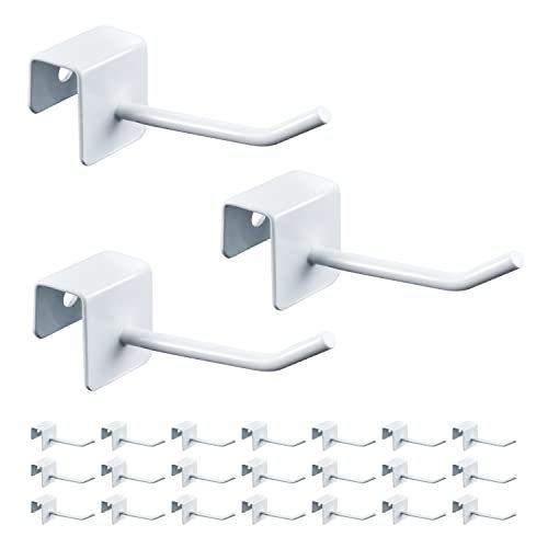 Ikee Design 24 Pcs Small Metal Panel Hook Hanger for Hanging Tower, Clothes, Scarf, hat, Key, and mask. Coated with White Painting - Image 1