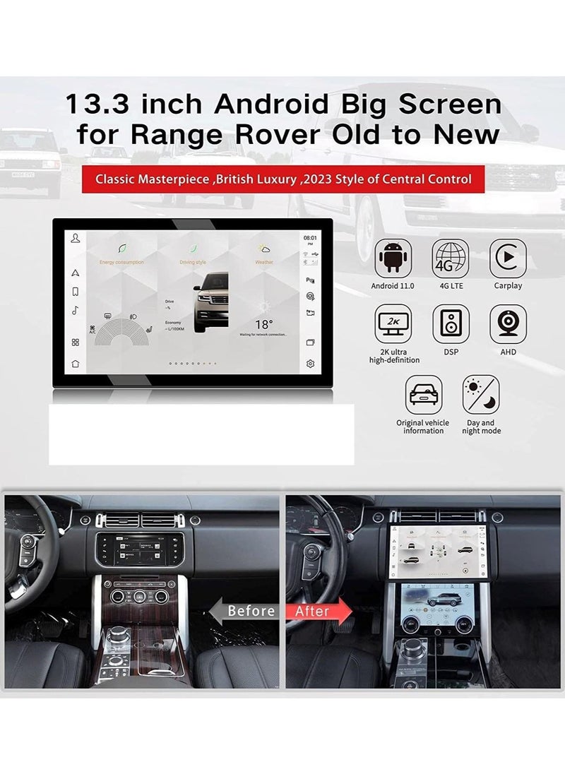 UKMASTER - Car Stereo Screen 13.6 INCH for Range Rover Sport 2014-2017 | Vogue 2013-2017 | Big Touch GPS Navigation 4GB 64GB - Image 1