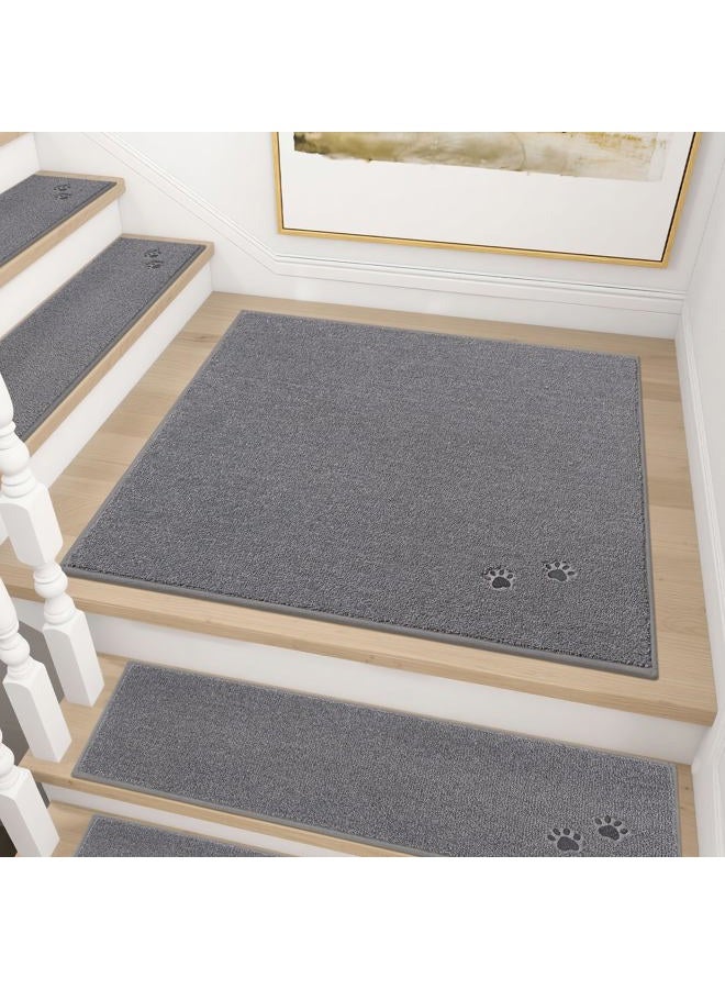 BEQHAUSE Stair Landing Rug Non-Slip 30"x30", Square Stair Landing Mats for Stairs Washable, Carpet Stair Treads Matching Mats for Wooden Steps Indoor Landing Rugs for Kids Elders Pets, Grey - Image 1