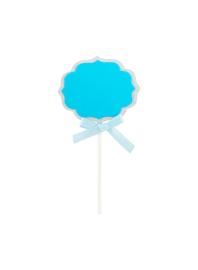 Restaurantware Top Cake 4.5 X 2.5 Inch Cake Toppers, 100 DIY Cake Topper Inserts - Sturdy, With Glitter Rim, Blue And Silver Paper Cake Decoration, Birthday, Baby Shower, Wedding, Supplies - Image 1