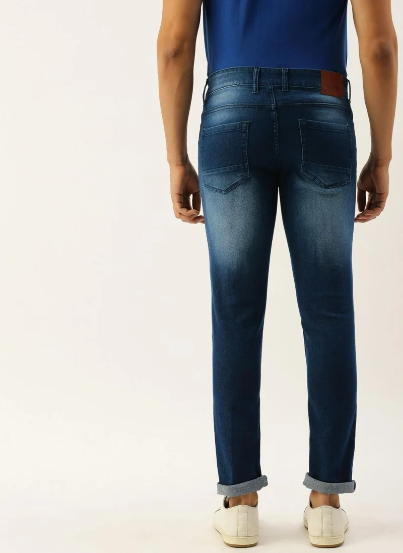 ذا انديان كراج كو Men Slim Fit Solid Low-Rise Stretchable Jeans