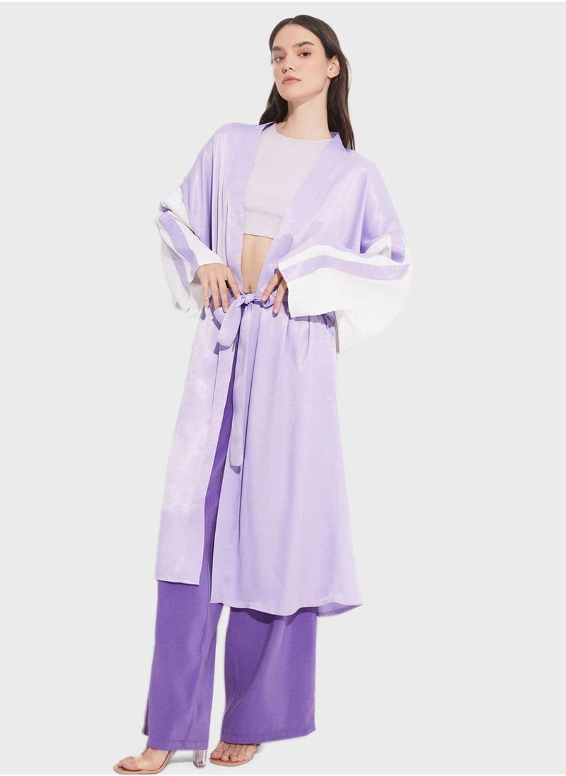 جون كيمونو بتفاصيل ربطة مطبوعة - Image 1