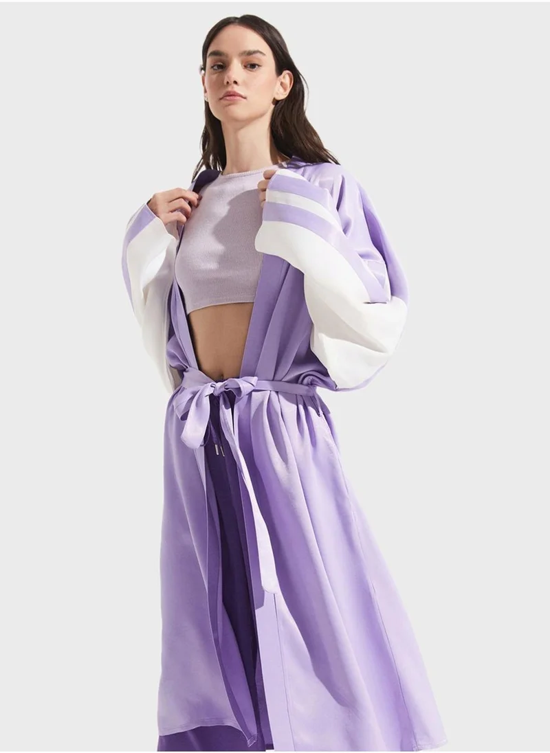 JUNE Printed Tie Detail Kimono