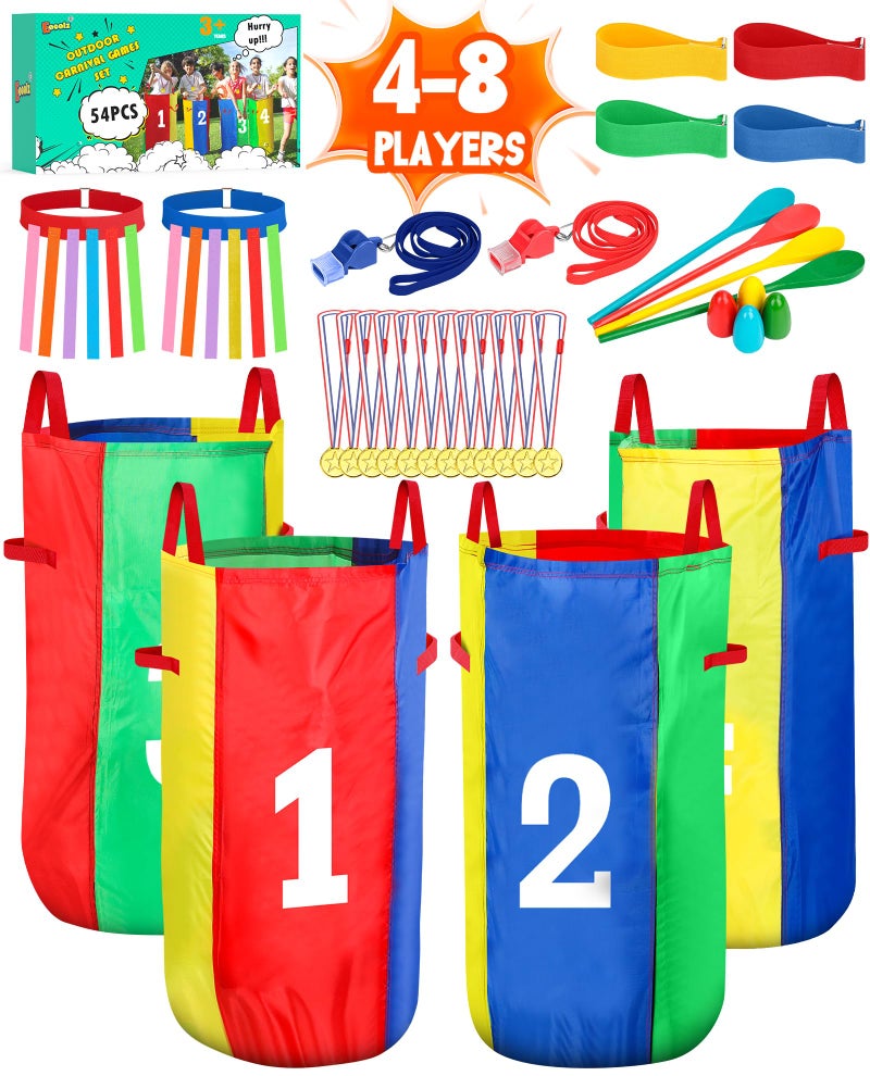 Eocolz Outdoor Carnival Games Potato Sack Bags for Kids Adults Egg Spoon Relay Race 3 Legged Race Bands Catch Tail Games Birthday Party Field Day Family Day Yard Lawn Easter Fall Festival Games - Image 2
