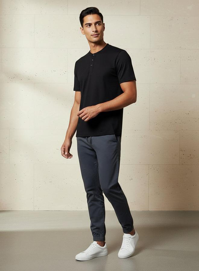 Splash FAV Men Regular Fit Henley Neck Short Sleeves Pique T-shirt - Image 2
