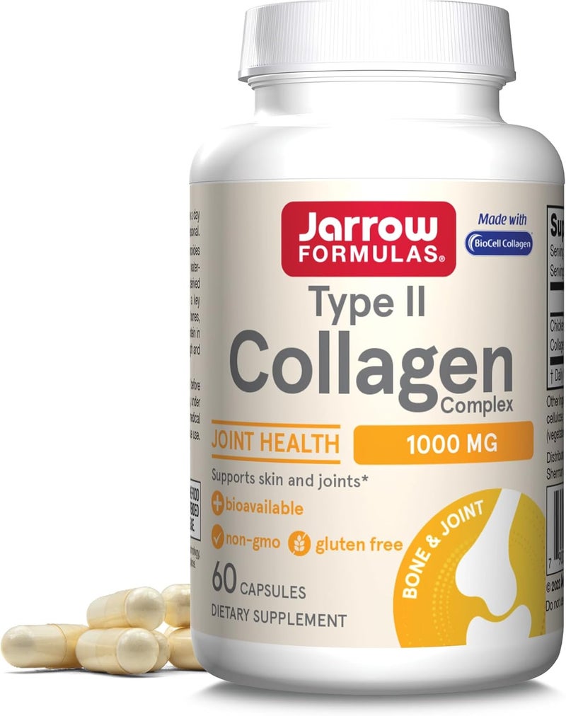 Jarrow Formulas Type II Collagen Complex 1000 mg Supplements Supports Skin and Joint Health 60 Capsules 30 Day Supply - Image 1