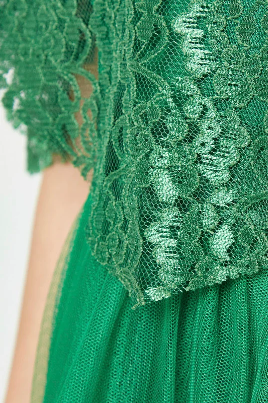 Amri Green Lace Overlay Dress