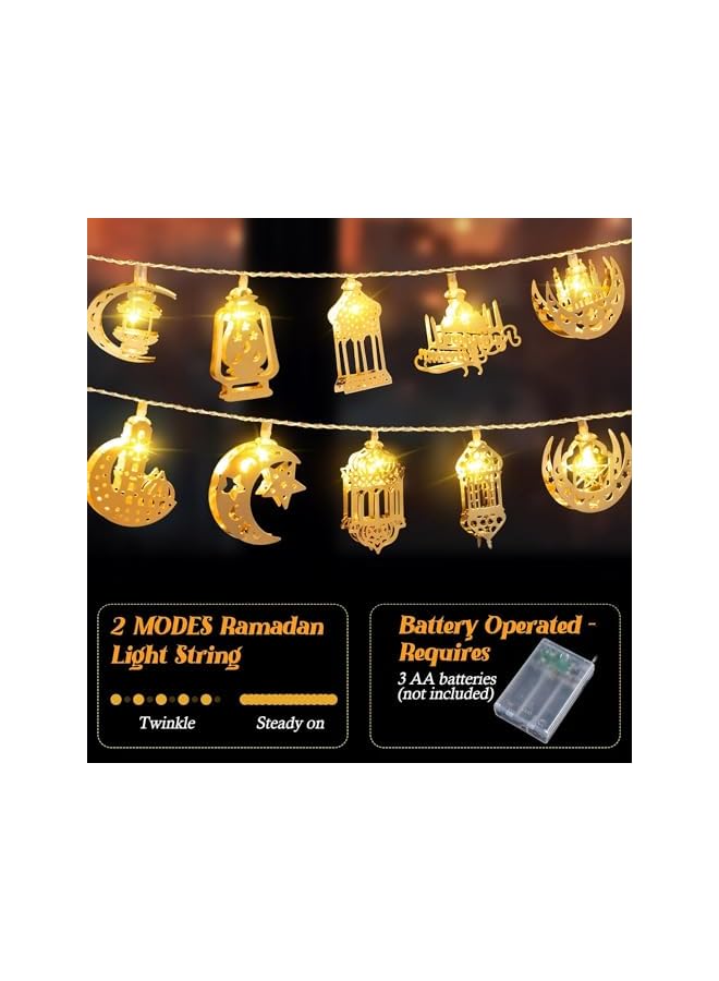 The Bros Ramadan Decorations String Lights, 10 Feet 20 LEDs Copper Metal Ramadan Eid String Light, Battery Operated Lights for Ramadan Mubarak Kareem Indoor Outdoor Decor Home Decoration Party (001)  - Image 4