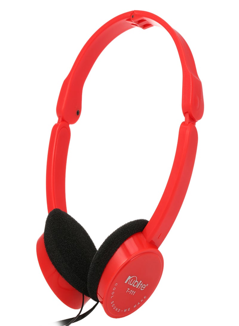 KUBITE T-111 3.5mm Wired Over-ear Headphones Foldable Sports Headset Portable Music Gaming Earphones w/ Microphone for Kids MP4 MP3 Smartphones Laptop Tablet PC - Image 1