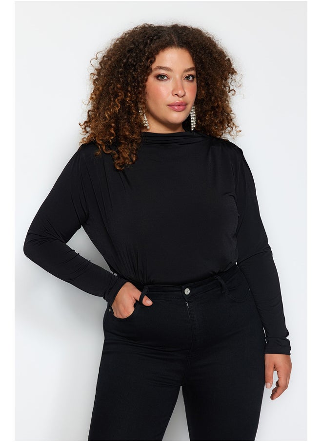 trendyol - Black Knitted Blouse with Padded Sleeves TBBAW24CS00001 - Image 1
