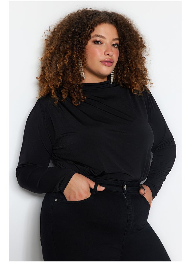 trendyol - Black Knitted Blouse with Padded Sleeves TBBAW24CS00001 - Image 1